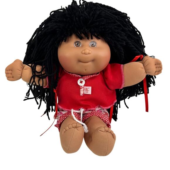 VTG 1988 1st Edition Mattel Cabbage Patch Kid Doll Long Black Hair CPK - Picture 2 of 11